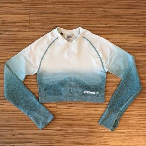 Gymshark Blue Ombré Crop Top - MEDIUM